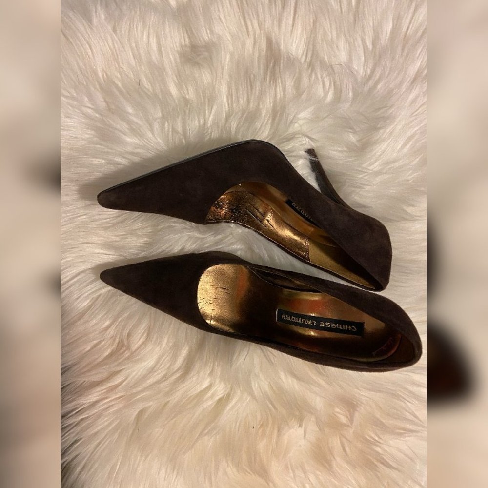 Chinese Laundry pointed toe suede heels